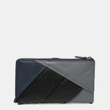 Large leather wallet in blue tones