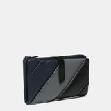 Large leather wallet in blue tones