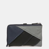 Cartera mediana en piel en tonos azules