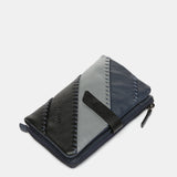 Cartera mediana en piel en tonos azules