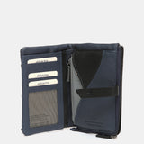Cartera mediana en piel en tonos azules