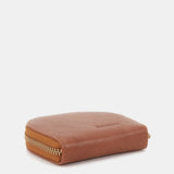 Monedero en piel cognac