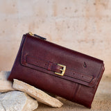 Large burgundy leather wallet