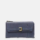 Large blue leather wallet