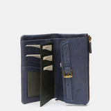 Large blue leather wallet