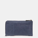 Large blue leather wallet