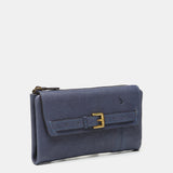 Large blue leather wallet