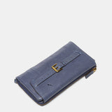 Large blue leather wallet