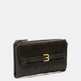 Large green leather wallet
