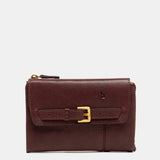 Cartera mediana en piel burdeos