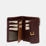 Cartera mediana en piel burdeos