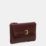 Cartera mediana en piel burdeos