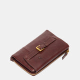 Cartera mediana en piel burdeos
