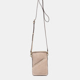Bolso para móvil en piel y serraje beige