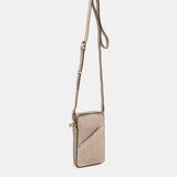 Bolso para móvil en piel y serraje beige
