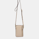 Bolso para móvil en piel y serraje beige
