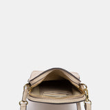 Bolso para móvil en piel y serraje beige