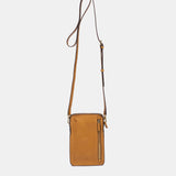 Bolso para móvil en piel y serraje cognac