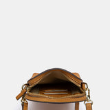 Bolso para móvil en piel y serraje cognac