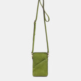 Bolso para móvil en piel y serraje verde