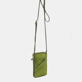 Bolso para móvil en piel y serraje verde
