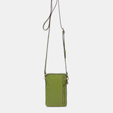Bolso para móvil en piel y serraje verde