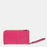 Cartera grande en piel fucsia