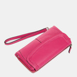 Cartera grande en piel fucsia