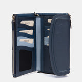 Cartera grande en piel azul