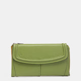 Cartera grande en piel verde