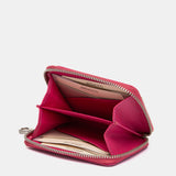 Tarjetero en piel fucsia