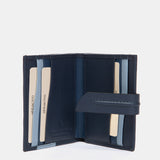 Tarjetero en piel azul