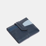 Tarjetero en piel azul