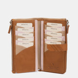 Cartera grande de piel cognac