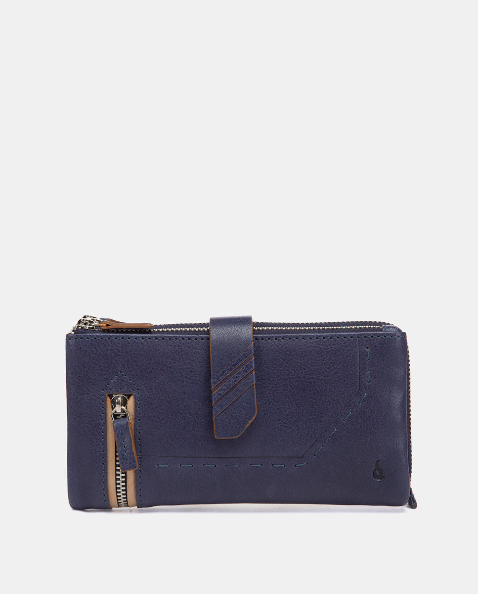 Cartera grande de piel azul en Abbacino