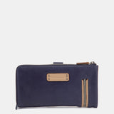 Cartera grande de piel azul