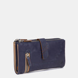 Cartera grande de piel azul