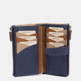 Cartera mediana de piel azul