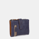 Kleine blaue Lederbrieftasche