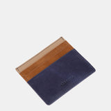 Tarjetero de piel azul