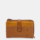 Cartera mediana en piel cognac