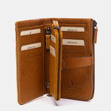 Cartera mediana en piel cognac