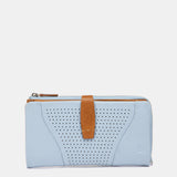 Portafoglio grande in pelle azzurra