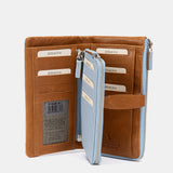 Portafoglio grande in pelle azzurra