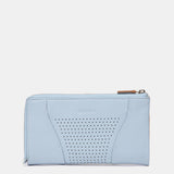 Portafoglio grande in pelle azzurra