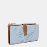 Portafoglio grande in pelle azzurra