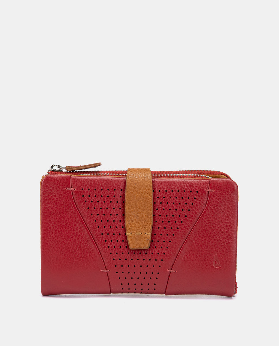 Cartera mediana de piel roja en Abbacino