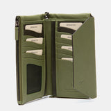 Cartera grande en piel verde