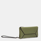 Cartera grande en piel verde