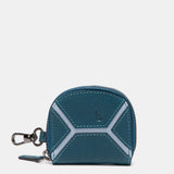 Monedero en piel circular azul